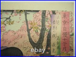 Yoshitoshi Woodblock PrintTokyo in March Yoshiwara Cherry Blossoms 1880 Ukiyoe